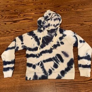 NWOT Jcrew  XS blue/white tie dyed hoodie